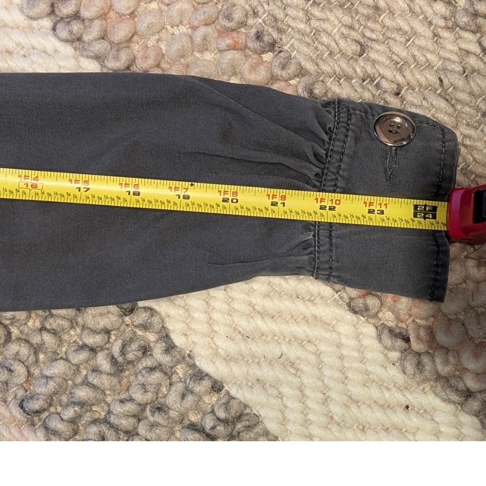 HM Gray Cotton Utility Jacket Ruffle Collar Drawstring Waist Size 6 gorpcore - Picture 11 of 11